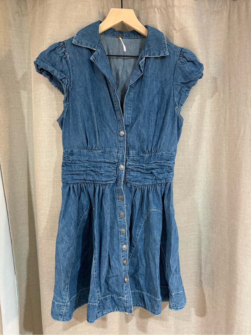 Free People Blue Denim Button-Front Dress